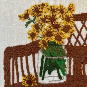 Vintage Crewel Floral Embroidery